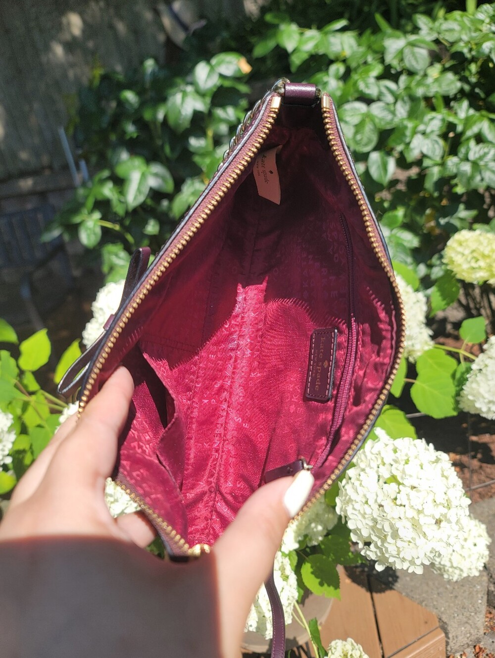 kate spade Plum Leather Crossbody with Gold Chain Strap and Bow - Picture 2 of 10
